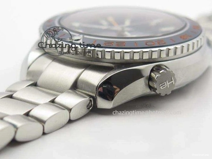 1229 Planet Ocean GMT 42mm V6F 1:1 Best Edition Blue Bezel Orange Numbers On SS Bracelet A Compact 8254